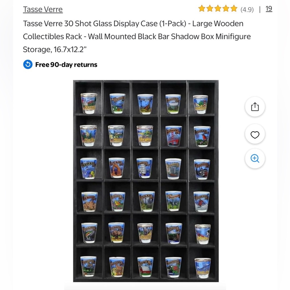 Black Wooden Shot Glass Display Case for 30 mini storages